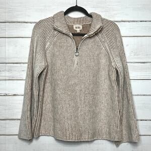 Bibi Knit Pullover Sweater Size Small Collared Neutral Stripe
